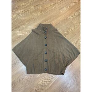 Classiques Entier Brown Alpaca Blend Button Front Poncho Cardigan Sweater Large